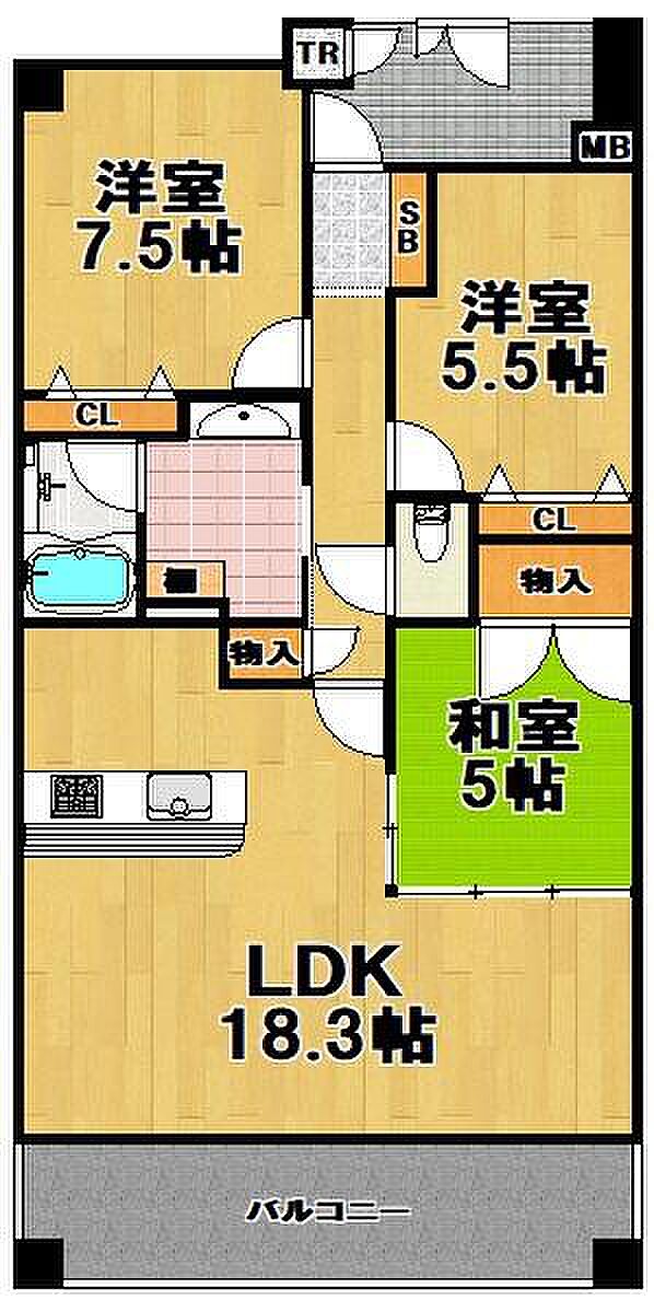キングマンション大阪ベイ(3LDK) 4階の間取り図