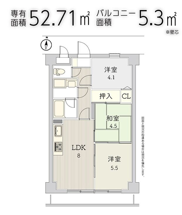 ライオンズマンション西武立川(3LDK) 3階の間取り図