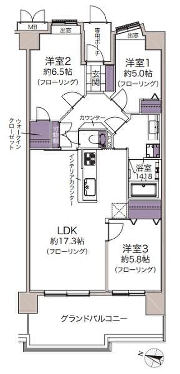 ダイアパレスルネッサせんげん台(3LDK) 5階の間取り図