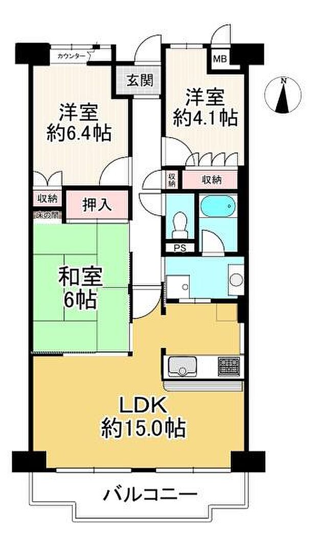 ローレルコート桜井南(3LDK) 4階の間取り図