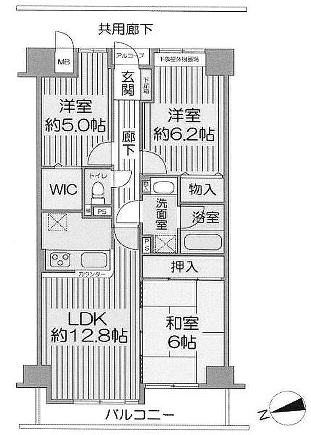 ローレルコート桜井(3LDK) 8階の間取り図