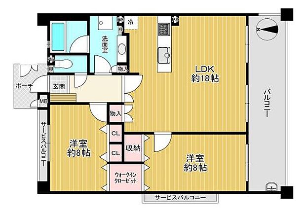 ヴェルシティ東大阪スカイ(2LDK) 4階の間取り図