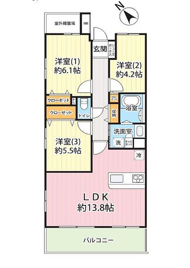三郷ガーデンハウス(3LDK) 2階の間取り図