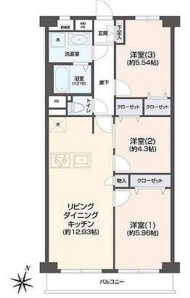 日商岩井北浦和マンションＢ棟(3LDK) 8階の間取り図