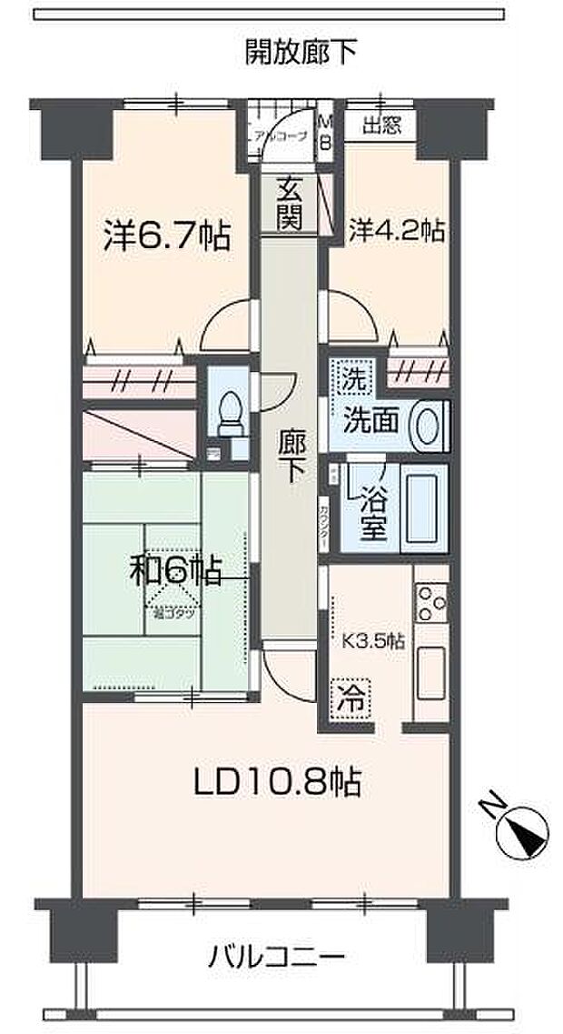 ハーモニータウン新取手弐番館(3LDK) 10階の間取り図