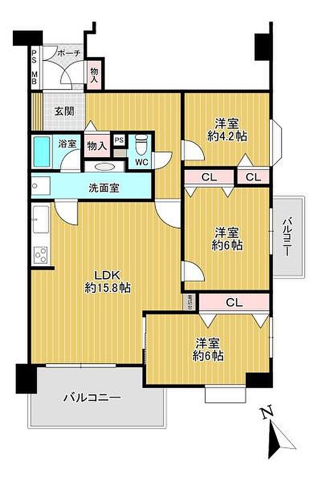 パークサイド駒川(3LDK) 3階の間取り図