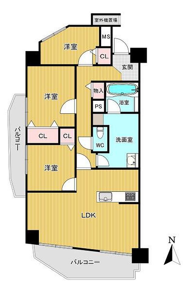 ライオンズマンション平野(3LDK) 14階の間取り図