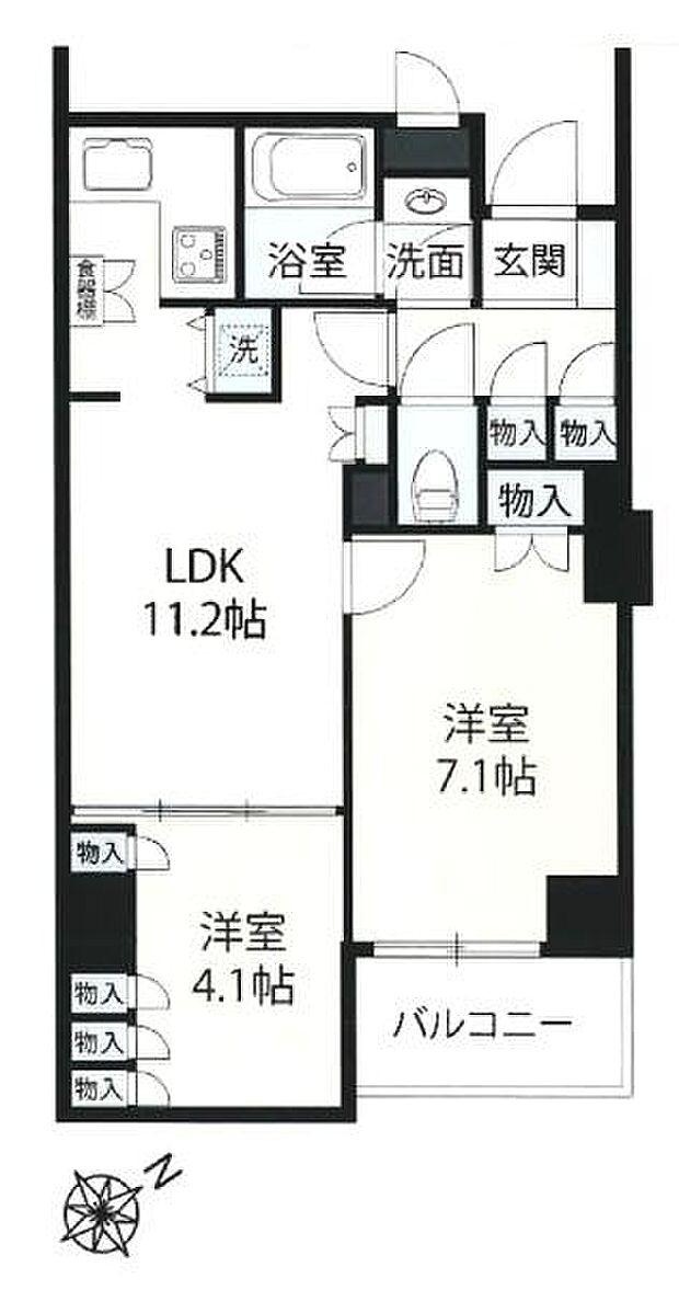 クレール武蔵藤沢(2LDK) 5階の間取り図