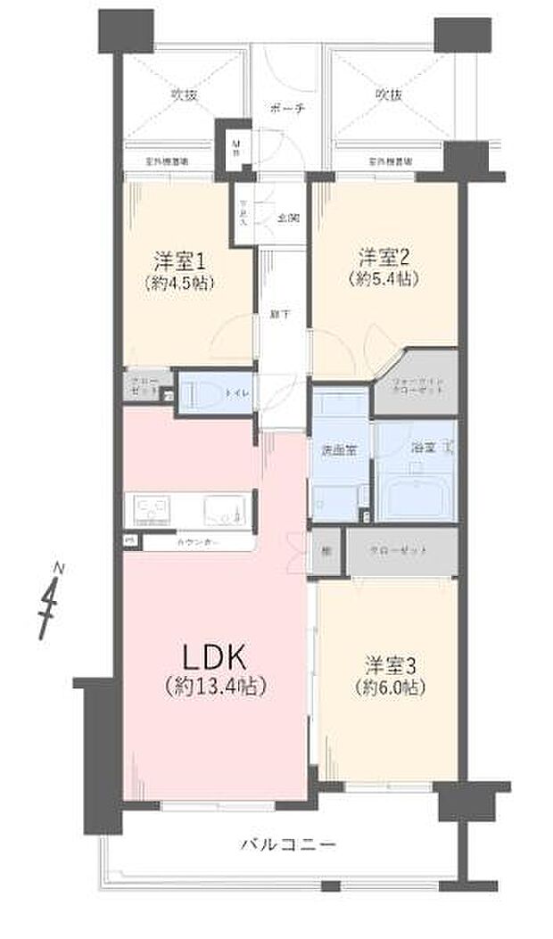 セントレー仏子(3LDK) 6階の間取り図