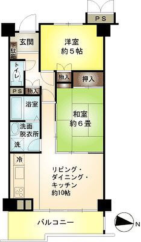 フジタ第9箱根山マンション(2LDK) 1階の間取り図
