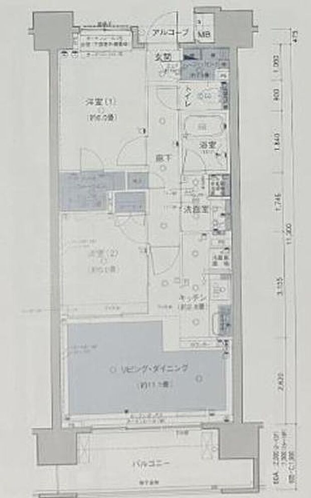 クレストシティレジデンス勝どき(2LDK) 15階の内観