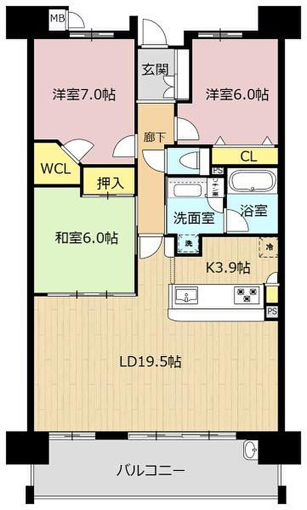 ロフティ・バリエ大垣(3LDK) 7階の間取り図