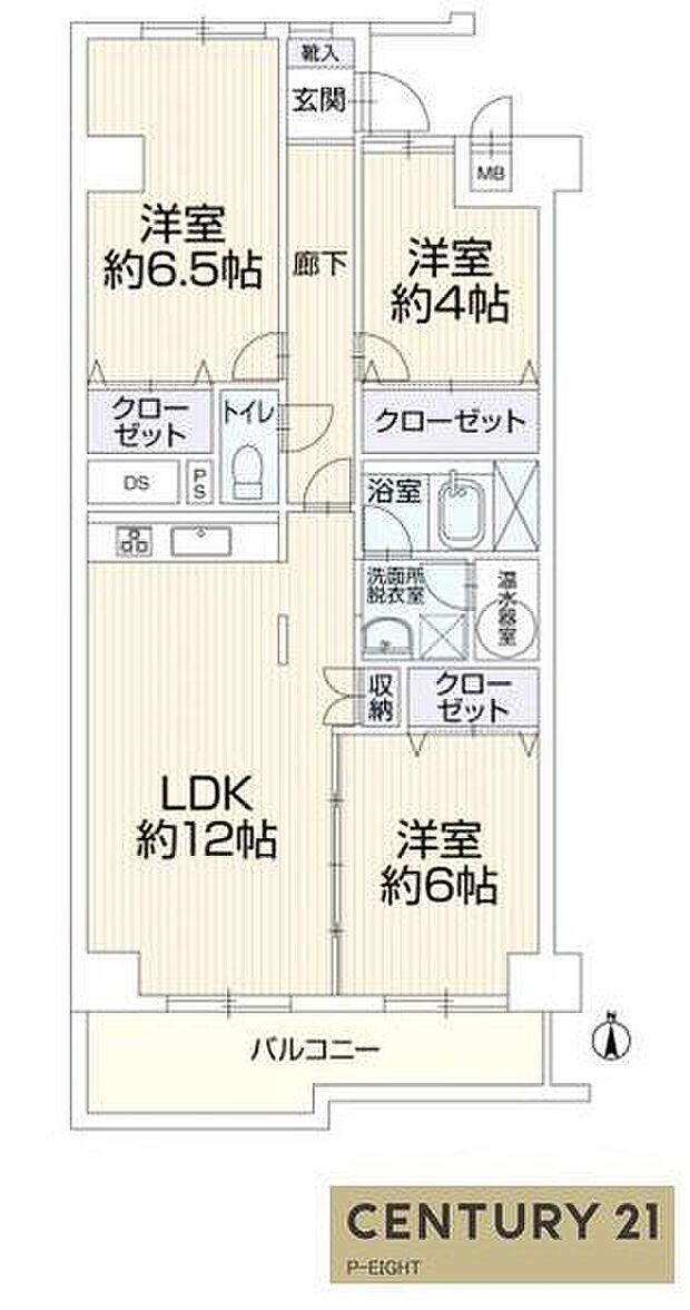 サンマンション御器所(3LDK) 12階の間取り図