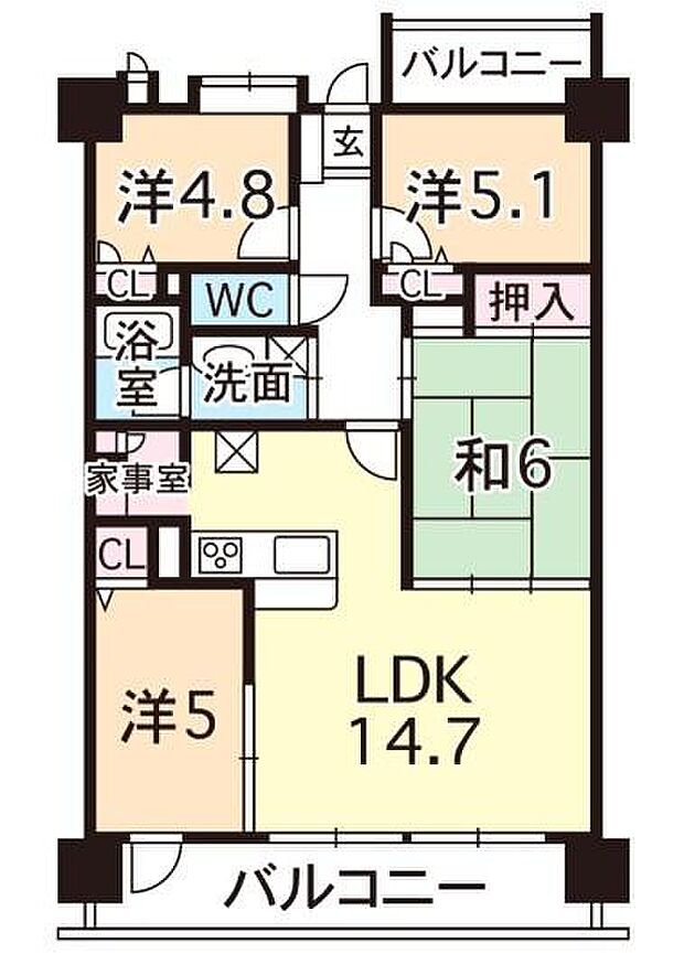コアマンション青山グランヒルズ(4LDK) 7階の内観