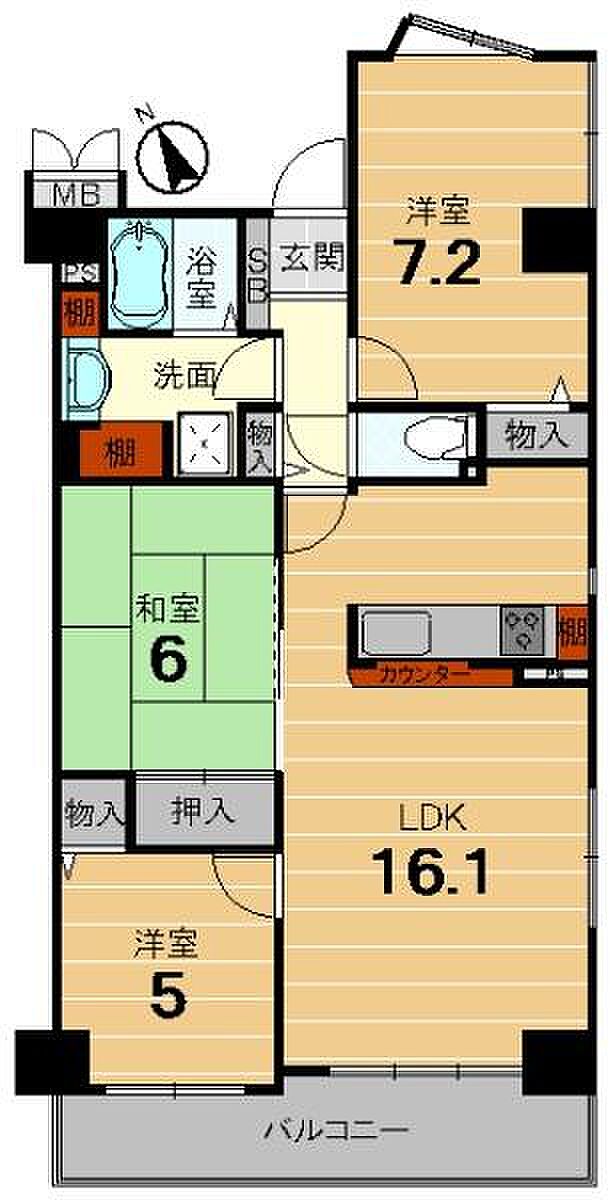 桂グリーンマンション(3LDK) 6階の内観