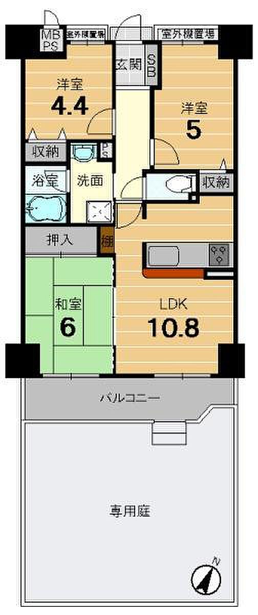 ライオンズマンション淀リバーサイド(3LDK) 1階の間取り図