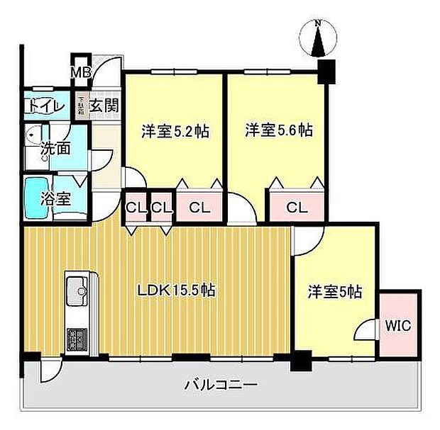 ユニハイム伏見大手筋(3LDK) 11階の間取り図