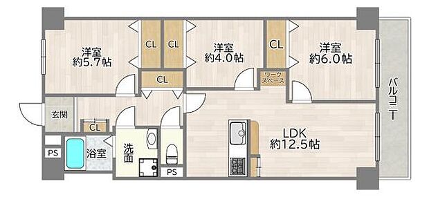 関目グリーンハイツＡ棟(3LDK) 10階の間取り図