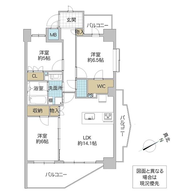ロイヤルプラザ水戸赤塚(3LDK) 9階/906号室の内観