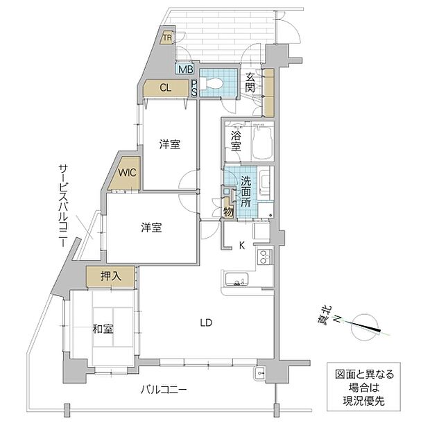 プレミスト見川(3LDK) 3階/301号室の間取り図