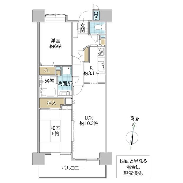 サザンスクエア白梅(1SLDK) 3階/306号室の間取り図