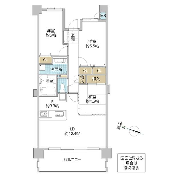 プレミスト見川(3LDK) 2階/203号室の間取り図