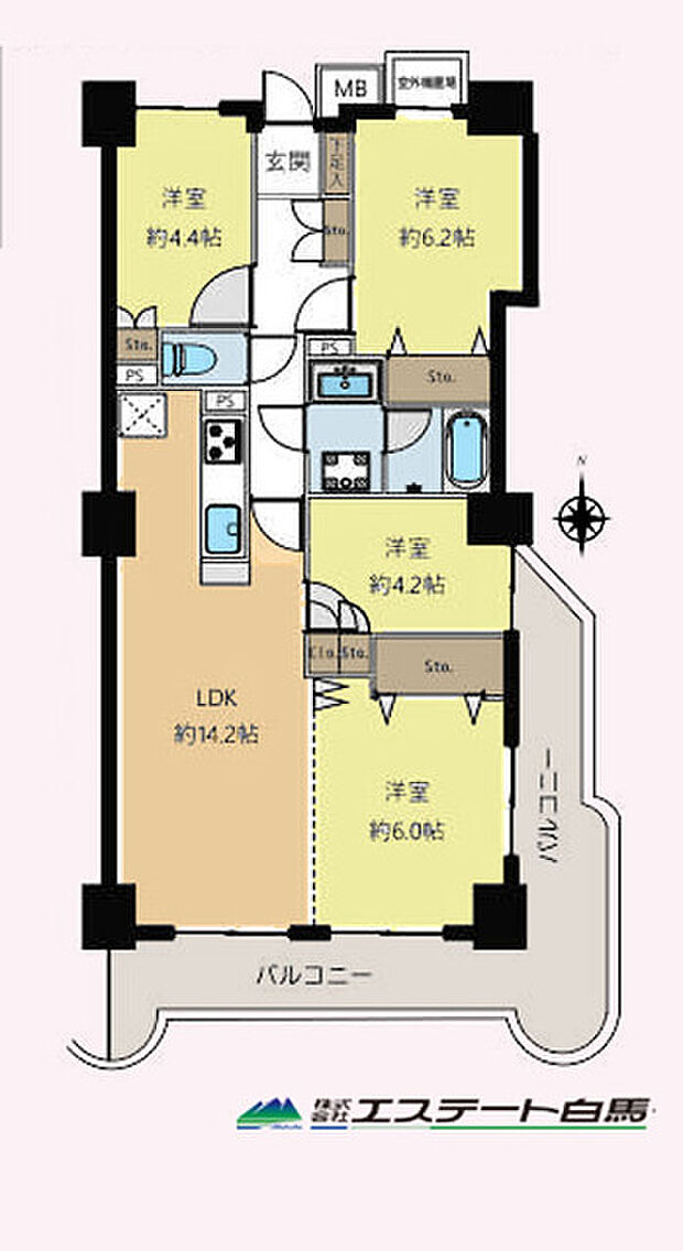 コンセールタワー所沢(4LDK) 21階の間取り図
