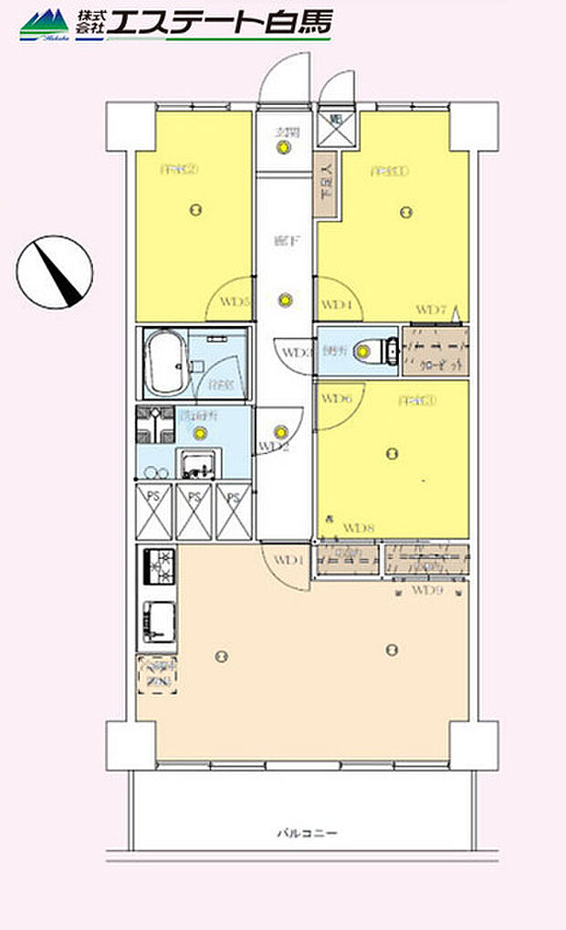 ニュー狭山マンション(3LDK) 5階の間取り図