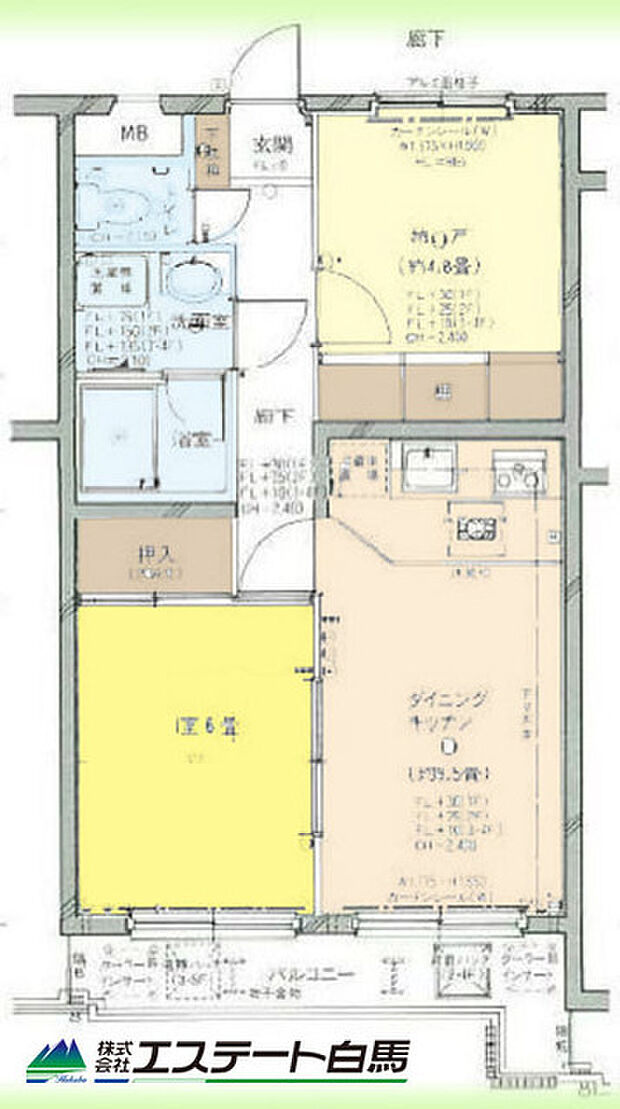 コスモ所沢(1SDK) 4階の間取り図