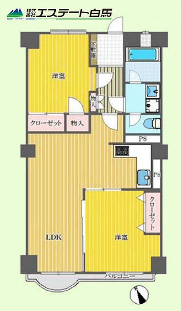 新所沢ミナミプラザ(2LDK) 3階の内観