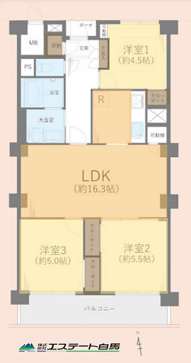 武蔵野スカイハイツ(3LDK) 10階の間取り図