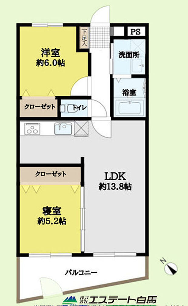 サンクレイドル田無(2LDK) 1階の間取り図