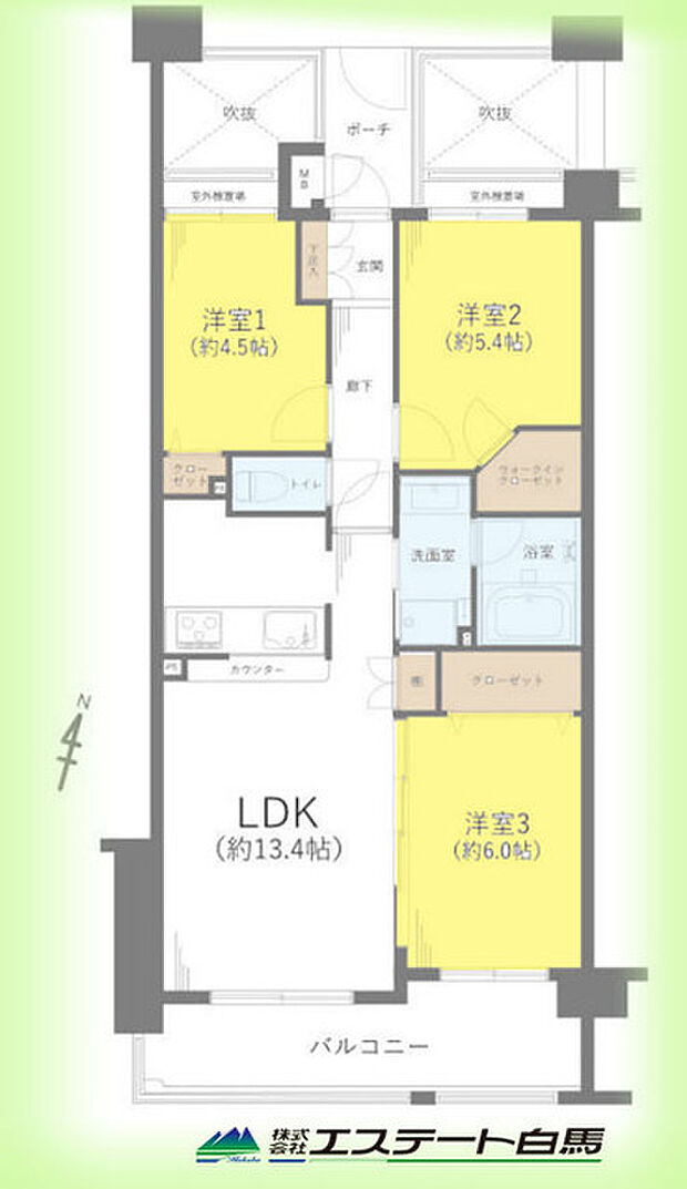 セントレー仏子(3LDK) 6階の間取り図