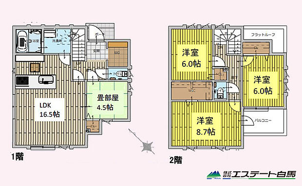 1階の畳部屋は客間やキッズスペースとして大活躍！ 2階の居室は全て6帖以上の広さを確保しており、広々と使っていただけます。 ウォークインクローゼット完備で片付きやすいお家です！