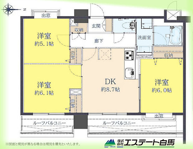 ライオンズプラザ西所沢(3DK) 6階の間取り図