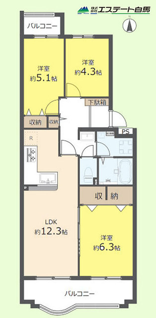 ネオ・アーバン武蔵藤沢(3LDK) 5階の間取り図