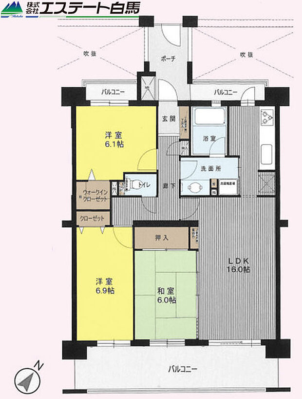 レクセルガーデン東所沢(3LDK) 6階の間取り図