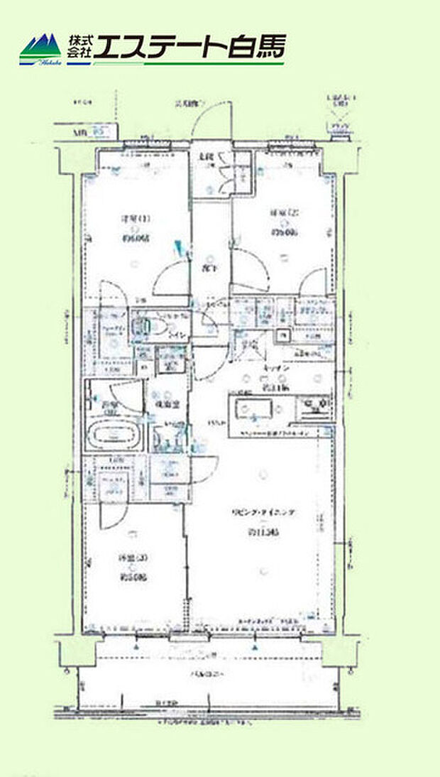 サンクレイドル桜街道レジデンス(3LDK) 4階の間取り図