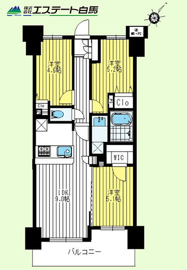 ライオンズマンションひばりヶ丘第3(3DK) 4階の間取り図