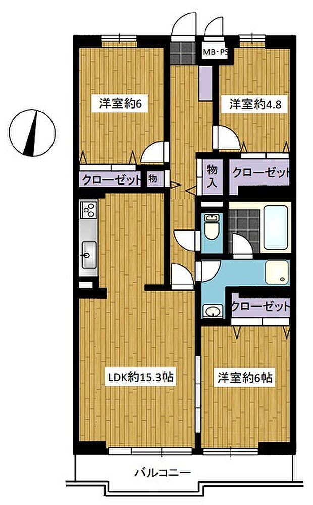 ライオンズマンション大宮指扇第2(3LDK) 11階の間取り図