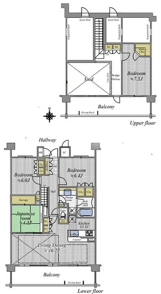 レーベンスクエア東鷲宮ブリーズアリーナ(4LDK) 9階の間取り図