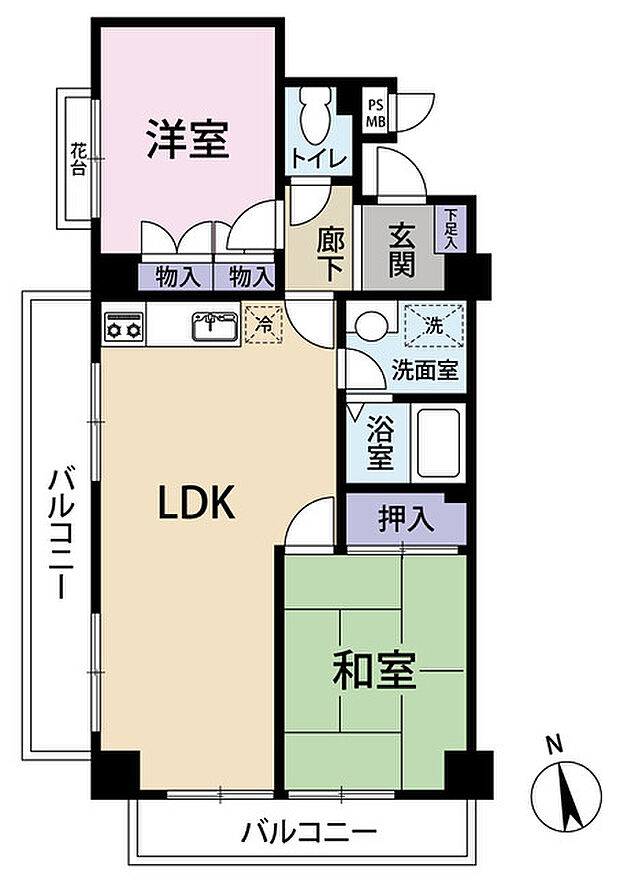 セザール大宮中央公園(2LDK) 7階の間取り図