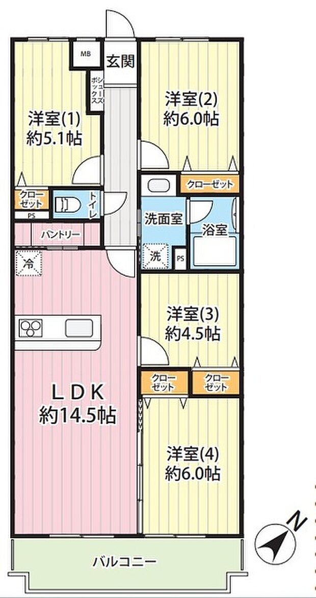 ワコーレロイヤルガーデン北本Ｄ棟(4LDK) 12階の間取り図