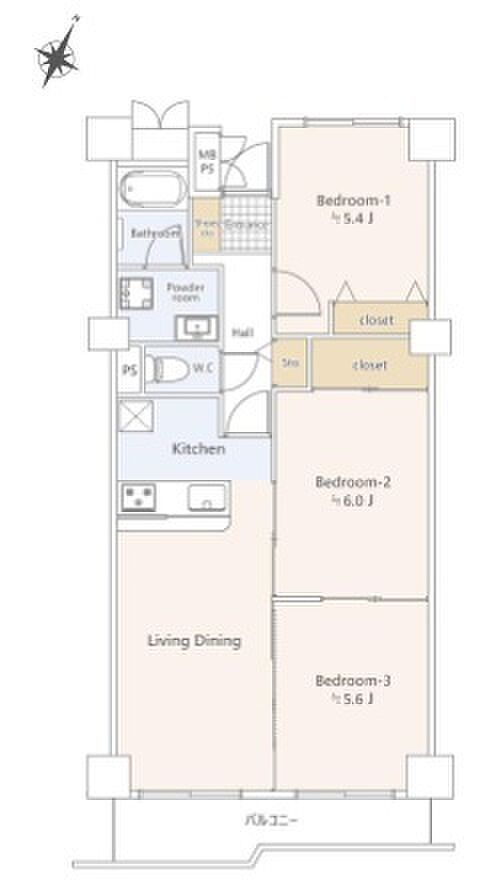 ソフィア上尾Ｂ棟(3LDK) 7階の間取り図