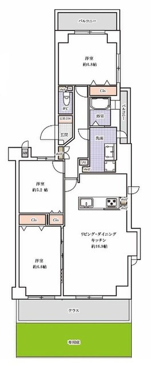 藤和シティコープ北浦和(3LDK) 1階の間取り図