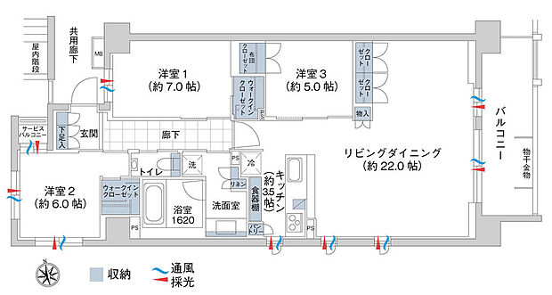 ザ・レーベン金沢城大手門(3LDK) 2階の間取り図