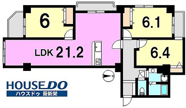 エスポア富士見台(3LDK) 6階の間取り図