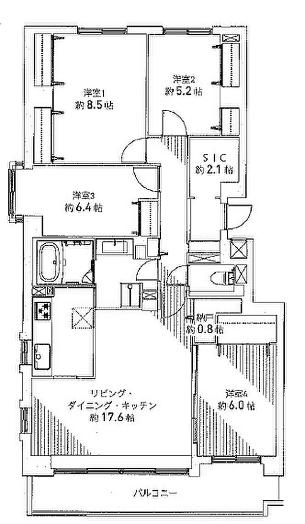 東急ドエルアルス真駒内南町(4LDK) 4階の間取り図