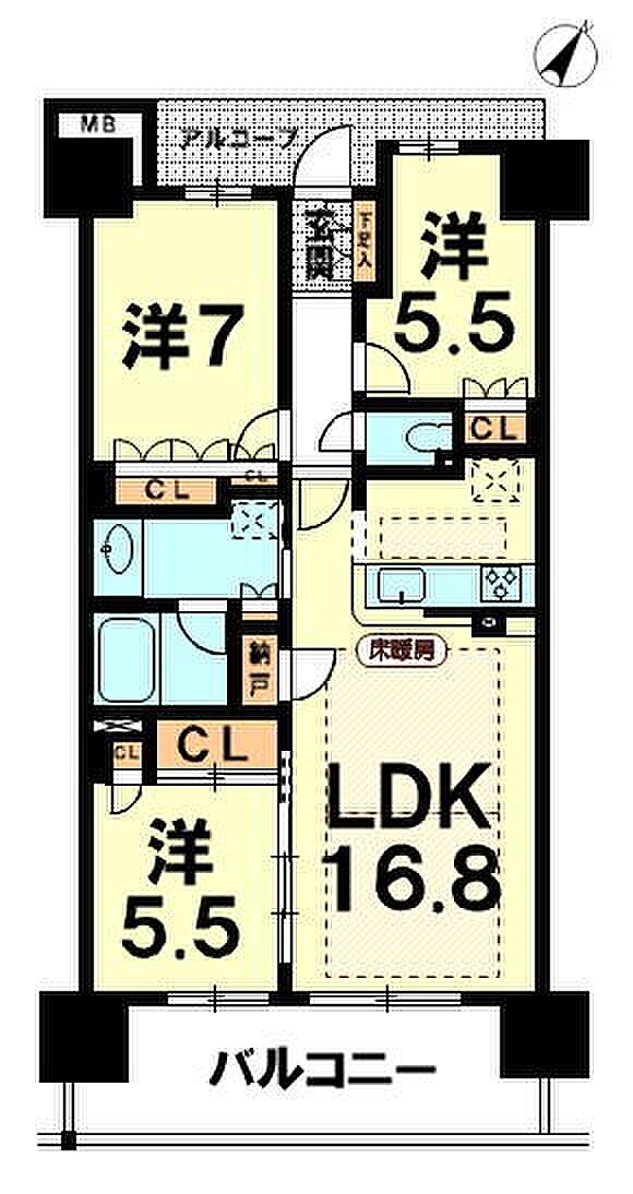 プラウド近江八幡(3LDK) 9階の内観