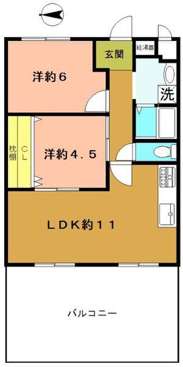 梅津グランドハイツ(2LDK) 2階の間取り図